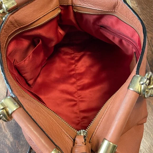 Coach Carrie Satchel in Cognac Leather with Gold Brass Accents - Picture 10 of 16